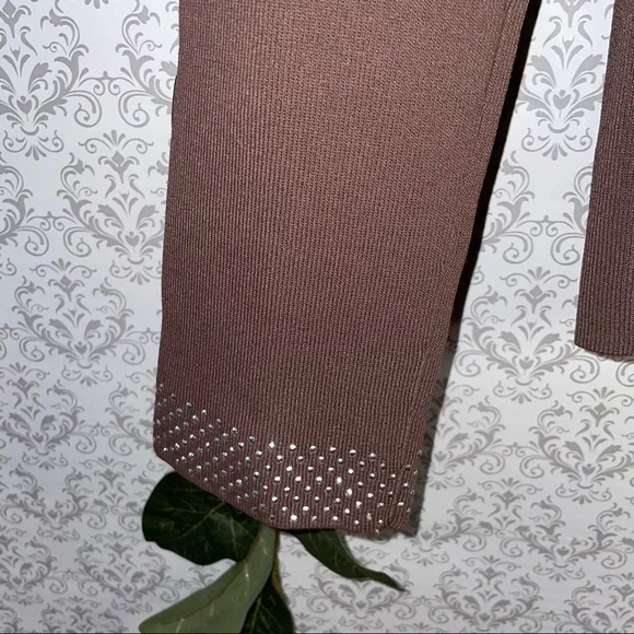 bcbgmaxzria sweater brown jacket woman studs fits small buttons up rhinestone - Picture 3 of 7